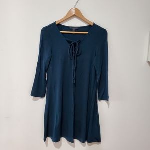 BNWOT Forever21 dark green teal lace up dress medium